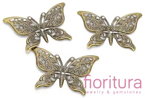 BAZA, ŁĄCZNIK,ZAWIESZKA FILIGRAN MOTYL 37,5x26,5x0,5MM KOLOR STARE ZŁOTO