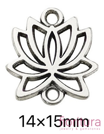  ŁĄCZNIK KWIAT LOTOSU 15x14x2MM KOLOR STARE SREBRO