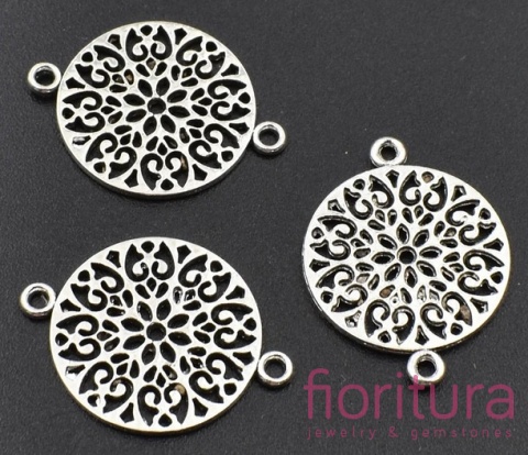  ŁĄCZNIK AŻUROWY OKRĄGŁY 24x18x1MM KOLOR STARE SREBRO
