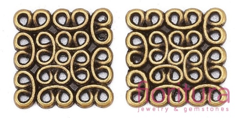  ŁĄCZNIK AŻUROWY  KWADRAT 15x15x1,5MM KOLOR STARE ZŁOTO 
