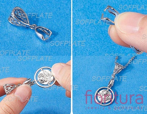 ZAWIESZKA AŻUROWA Z KRAWATKĄ ZACISKOWĄ 13x8x5MM KOLOR PLATINUM 