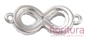 ŁĄCZNIK NIESKOŃCZONOŚĆ  Z SZEŚCIENNYMI CYRKONIAMI CRYSTAL 6x15x2,5MM KOLOR PLATINUM 