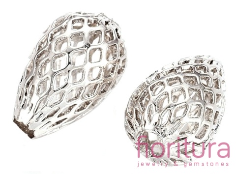 PRZEKŁADKA AŻUROWA ŁEZKA 15x10MM KOLOR PLATINUM