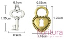 ZAWIESZKA KŁÓDKA Z KLUCZYKIEM 15,5-17,5x9-11,5x1-1,5MM KOLOR STARE SREBRO