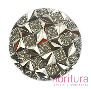 KABOSZON AKRYLOWY Z BROKATEM KOŁO 18MM KOLOR BLACK