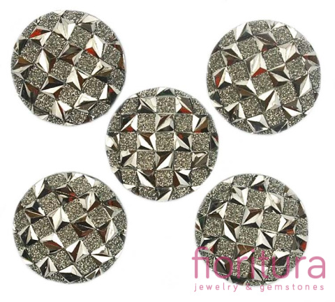 KABOSZON AKRYLOWY Z BROKATEM KOŁO 18MM KOLOR BLACK