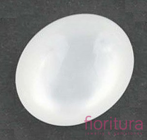 KABOSZON Z ŻYWICY KOCIE OKO OWAL 10x8MM KOLOR BIAŁY