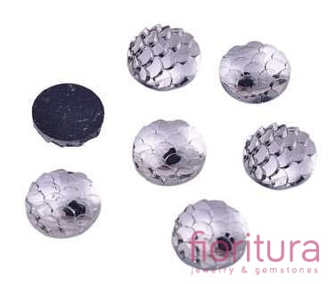 KABOSZON AKRYLOWY WZÓR RYBIEJ ŁUSKI KOŁO 10,5MM KOLOR DARK GREY