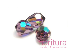 KORALIKI KRYSZTAŁOWE KROPLA FASETOWANA 6x10MM NR 20050 AMETHYST AB