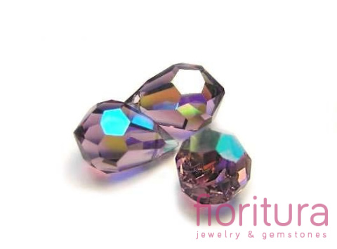 KORALIKI KRYSZTAŁOWE KROPLA FASETOWANA 6x10MM NR 20050 AMETHYST AB
