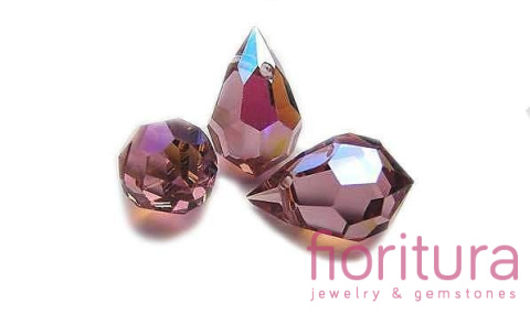 KORALIKI KRYSZTAŁOWE KROPLA FASETOWANA 6x10MM NR 70500 FRENCH ROSE AB