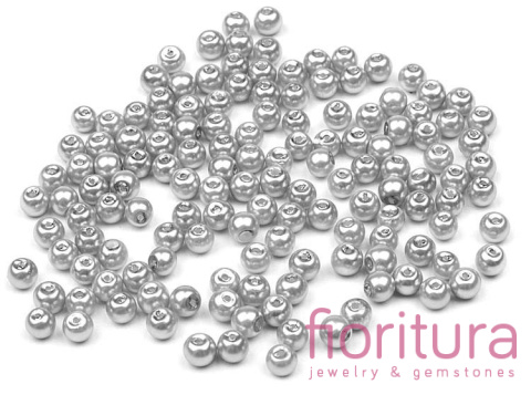 PERŁA SZKLANA KULA 4 MM KOLOR SREBRNY