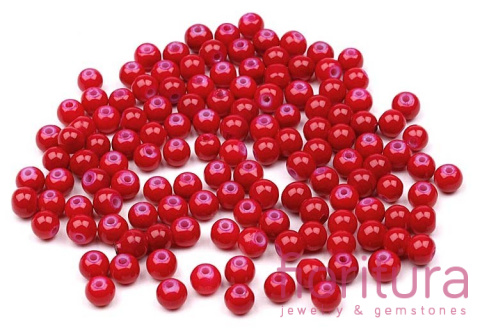 PERŁA SZKLANA KULA 4MM KOLOR CIEMNY CZERWONY