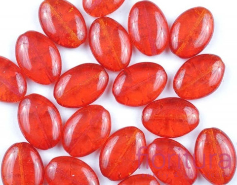 KORALIKI SZKLANE CRACLE OWAL 20MM KOLOR CZERWIEŃ/POMARAŃCZ