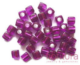 KORALIKI AKRYLOWE KOSTKA 7MM KOLOR PURPUROWY