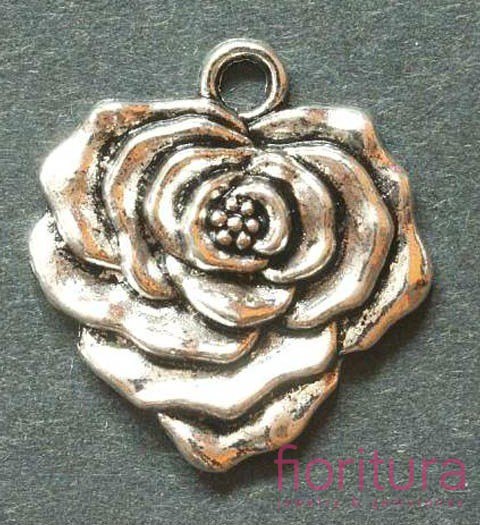 ZAWIESZKA RÓŻA 25x23MM KOLOR STARE SREBRO