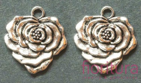 ZAWIESZKA RÓŻA 25x23MM KOLOR STARE SREBRO