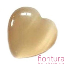 KABOSZON SZKLANY KOCIE OKO SERCE 14MM KOLOR JASNY BRĄZ