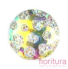 KABOSZON AKRYLOWY Z BROKATOWYMI KROPKAMI KOŁO 10MM KOLOR CRYSTAL AB