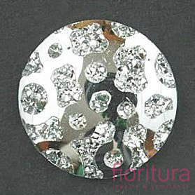 KABOSZON AKRYLOWY Z BROKATEM KOŁO 14MM KOLOR SILVER GREY