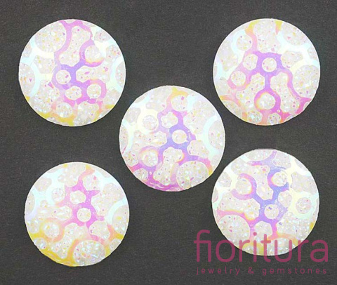 KABOSZON AKRYLOWY Z BROKATEM KOŁO 16x2MM KOLOR WHITE AB