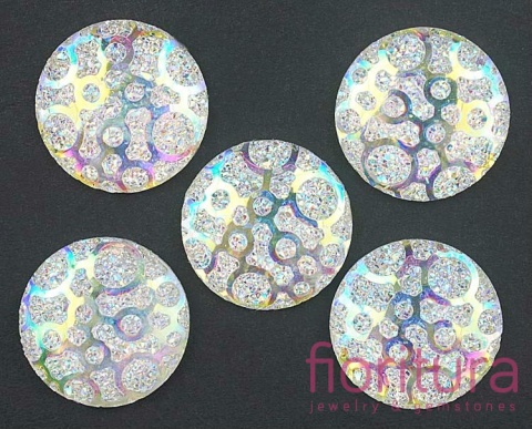 KABOSZON AKRYLOWY Z BROKATEM KOŁO 20x2MM KOLOR CRYSTAL AB