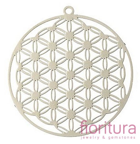 BAZA, ŁĄCZNIK,ZAWIESZKA, PODSTAWA KOLCZYKA FILIGRAN KWIAT 30x32x0,3MM KOLOR PLATINUM