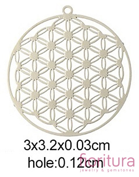 BAZA, ŁĄCZNIK,ZAWIESZKA, PODSTAWA KOLCZYKA FILIGRAN KWIAT 30x32x0,3MM KOLOR PLATINUM