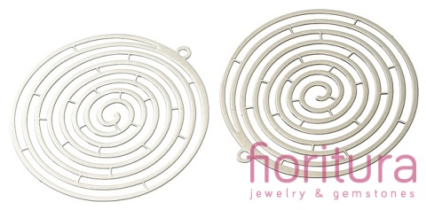 BAZA, ŁĄCZNIK,ZAWIESZKA PODSTAWA KOLCZYKA FILIGRAN SPIRALA 36,5x34,5x0,3MM KOLOR PLATINUM
