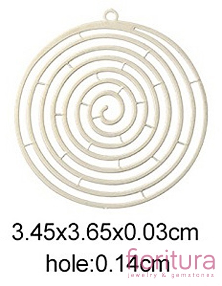 BAZA, ŁĄCZNIK,ZAWIESZKA PODSTAWA KOLCZYKA FILIGRAN SPIRALA 36,5x34,5x0,3MM KOLOR PLATINUM