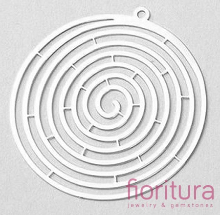 BAZA, ŁĄCZNIK,ZAWIESZKA PODSTAWA KOLCZYKA FILIGRAN SPIRALA 36,5x34,5x0,3MM KOLOR PLATINUM