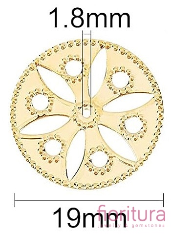 BAZA, ŁĄCZNIK,ZAWIESZKA FILIGRAN KWIATEK 19x19x0,5MM KOLOR ZŁOTY