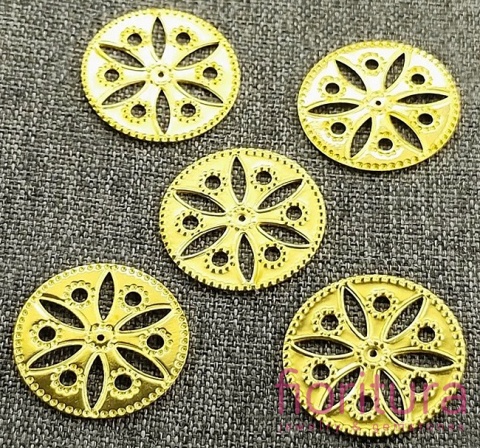 BAZA, ŁĄCZNIK,ZAWIESZKA FILIGRAN KWIATEK 19x19x0,5MM KOLOR ZŁOTY