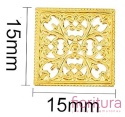 BAZA, ŁĄCZNIK,ZAWIESZKA FILIGRAN KWADRAT 15x15x0,5MM KOLOR ZŁOTY