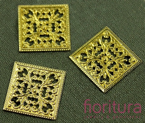 BAZA, ŁĄCZNIK,ZAWIESZKA FILIGRAN KWADRAT 15x15x0,5MM KOLOR ZŁOTY