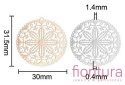BAZA, ŁĄCZNIK,ZAWIESZKA PODSTAWA KOLCZYKA FILIGRAN Z MOTYWEM KWIATU 31,5x30x0,4MM KOLOR ZŁOTY
