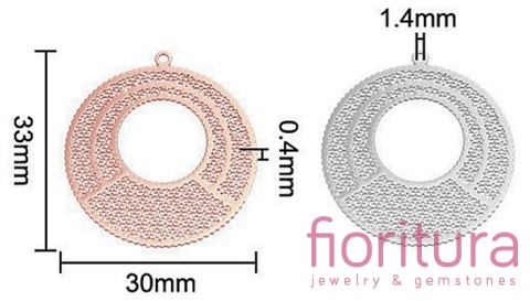 BAZA, ŁĄCZNIK,ZAWIESZKA PODSTAWA KOLCZYKA FILIGRAN OKRĄGŁY 33x30x0,4MM KOLOR ROSE GOLD