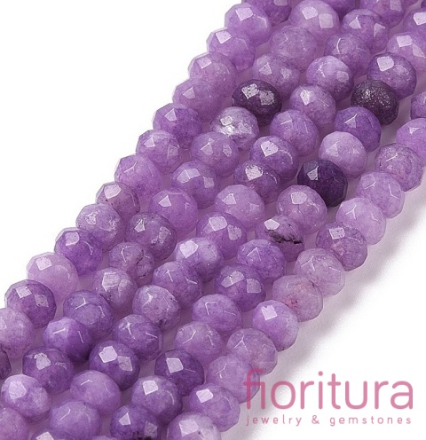 KAMIEŃ NATURALNY JADEIT MALEZYJSKI FIOLETOWY OPONKA FASETOWANA 4x2-3MM SZNUR