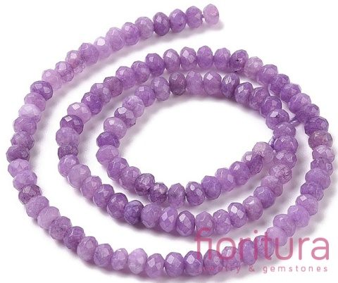 KAMIEŃ NATURALNY JADEIT MALEZYJSKI FIOLETOWY OPONKA FASETOWANA 4x2-3MM SZNUR