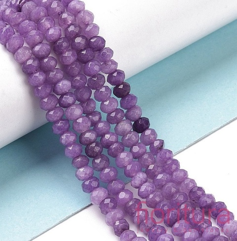 KAMIEŃ NATURALNY JADEIT MALEZYJSKI FIOLETOWY OPONKA FASETOWANA 4x2-3MM SZNUR