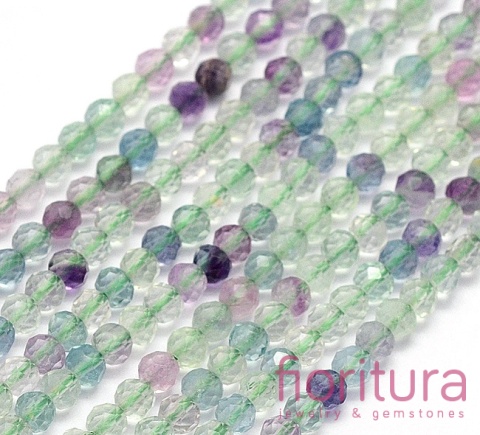 KAMIEŃ NATURALNY FLUORYT KULA FASETOWANA 3MM SZNUR