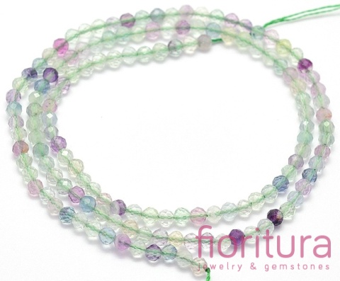 KAMIEŃ NATURALNY FLUORYT KULA FASETOWANA 3MM SZNUR