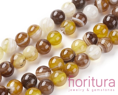 KAMIEŃ NATURALNY AGAT PASIASTY BURLY WOOD KULA 6MM SZNUR