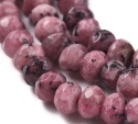 KAMIEŃ NATURALNY JADEIT MALEZYJSKI  PALE VIOLET RED OPONKA FASETOWANA 4x2-3MM SZNUR