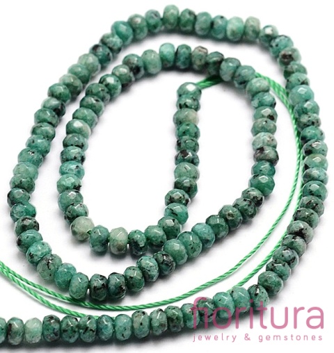KAMIEŃ NATURALNY JADEIT MALEZYJSKI CADET BLUE OPONKA FASETOWANA 4x2-3MM SZNUR