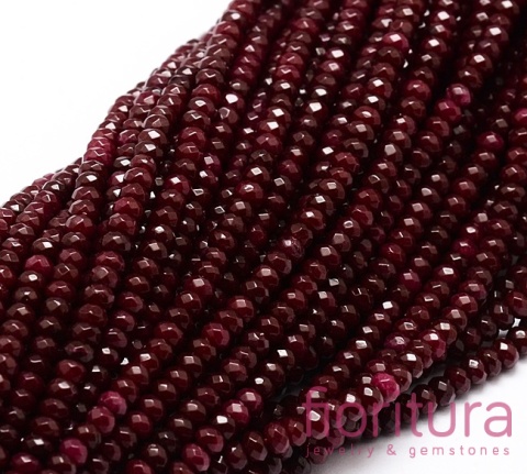 KAMIEŃ NATURALNY JADEIT MALEZYJSKI DARK RED OPONKA FASETOWANA 4x2-3MM SZNUR