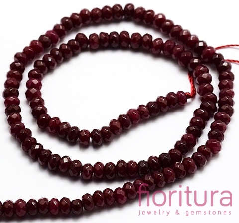KAMIEŃ NATURALNY JADEIT MALEZYJSKI DARK RED OPONKA FASETOWANA 4x2-3MM SZNUR