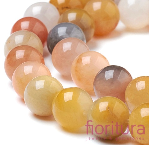 KAMIEŃ NATURALNY JADEIT ZŁOTY KULA 8MM SZNUR