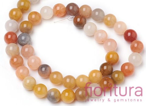 KAMIEŃ NATURALNY JADEIT ZŁOTY KULA 8MM SZNUR