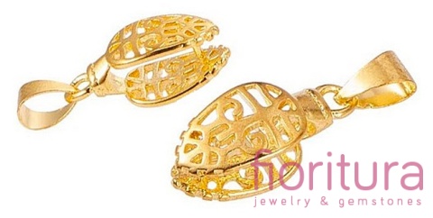 KRAWATKA AŻUROWA ZACISKANA LIŚĆ 18x8x10MM KOLOR ZŁOTY